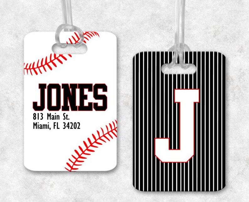 Baseball Luggage Tag, Baseball Backpack Tag, Baseball Bag Tag, Luggage Tag Personalized, Monogrammed Bag Tag, Baseball Gifts image 1