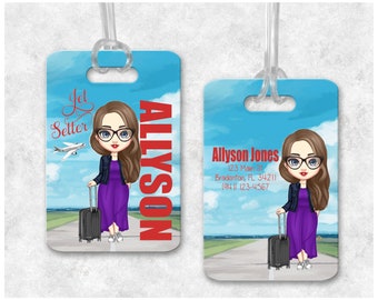 Personalized Vacation Luggage Tag, Girls Road Trip Tag, Travel Bag Tag, Senior Travel Gift, Backpack Tag, Travel Gift Tag, Jet Setter Gift