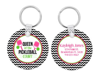 Queen of the Pickleball Court Keychain, Pickleball Keychain, Pickleball Small Bag Tag, Pickleball Gifts, Pickleball Queen, Gifts for Her