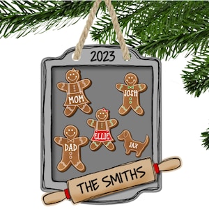 Personalized Gingerbread Family Christmas Ornament, Gingerbread Decor, Family Ornament 2023, Gingerbread Cookie Sheet, Custom Ornament