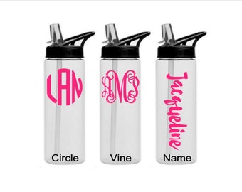 Monogrammed Water Bottle, Water Bottle, Motivational Water Bottle - 24 oz - BPA Free