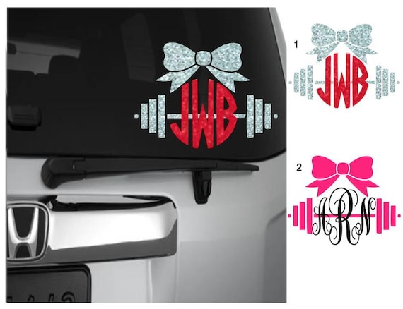 Barbell Sticker, Weight Lifting Decal, Weight Lifting Sticker, Monogram Barbell, Glitter Monogram, Lift Like a Girl Decal