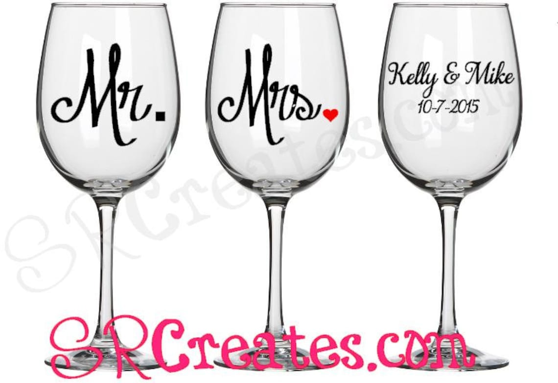 Mr. and Mrs. Wine Glasses Personalized Set of 2 Bride and Etsy