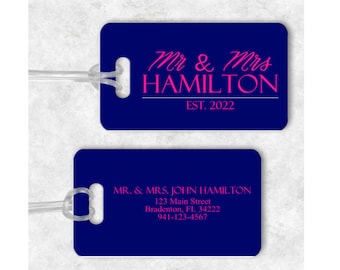 Mr. and Mrs. Luggage Tag Set, Luggage Tags Personalized, Bride and Groom Tags, Wedding Gift, Newlywed Gift, Custom Luggage Tags - Set of 2