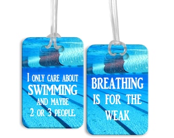 Breathing is for the Weak Bag Tag, Swim Team Bag Tags, Swim Team Gifts, Swim Bag Tag, Swimmer Luggage Tag, Swimmer Gift, Swimming Coach Gift