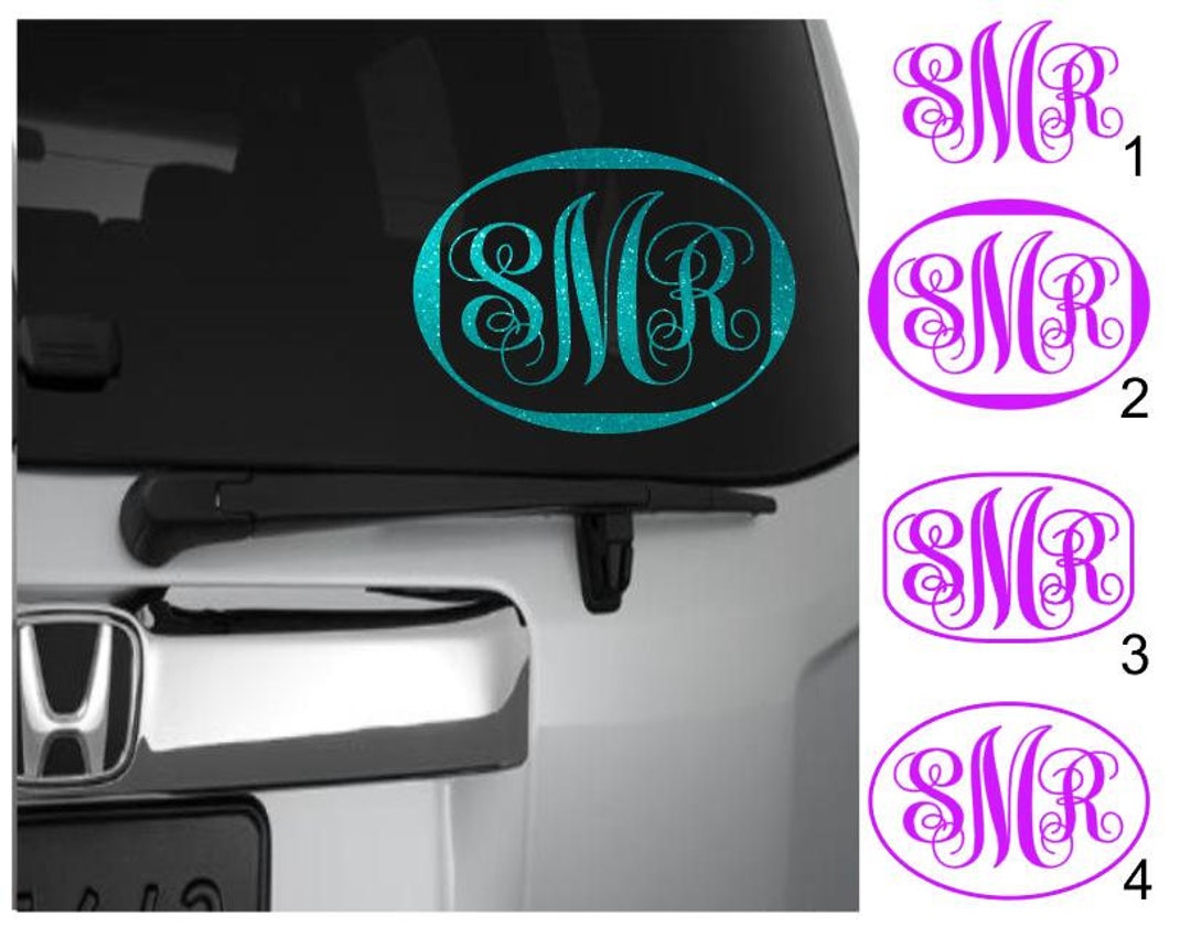 Script Monogram Decal Monogram Decal for Yeti Glitter - Etsy