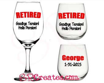 Retirement Gift, Wine Glass, Retirement Wine Glass, Celebration Wine Gift