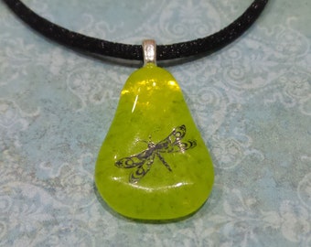 Small Butterfly Pendant, Lime Green Necklace, Fused Glass Jewelry, Gift Under 20, Ready to Ship - Tiny Butterfly -8