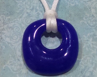 Royal Blue Necklace, Simple Fused Glass Jewelry, Handcrafted Jewelry, Cobalt Blue Jewelry  - Allison - 4507 -1