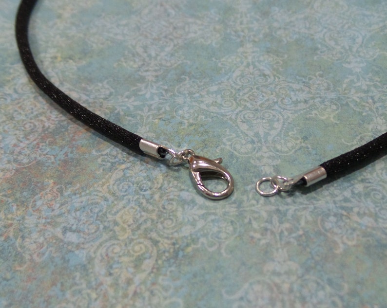 Black Satin Necklace Cord with Silver Plated Lobster Clasp, Ready to Ship, 2 mm or 4 mm Choose Length 14 inch to 40 inch image 5