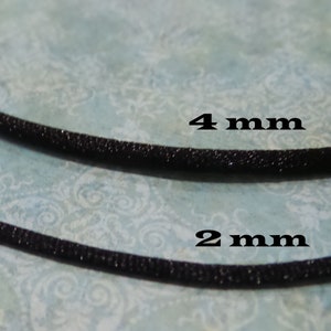 Black Satin Necklace Cord with Silver Plated Lobster Clasp, Ready to Ship, 2 mm or 4 mm Choose Length 14 inch to 40 inch image 2