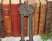 Antique English Bat Cast Iron Letter Box Door Knocker 2 in 1 Hardware