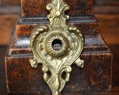 Antique Small French Bronze Ornate Backplate Door Knob Mount Hardware Repurpose