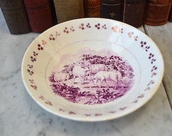 9 x 12 Serving Platter Barratts Of Staffordshire Old English England Pink Red Transfer Ware Millpond Scene Classic Floral Border