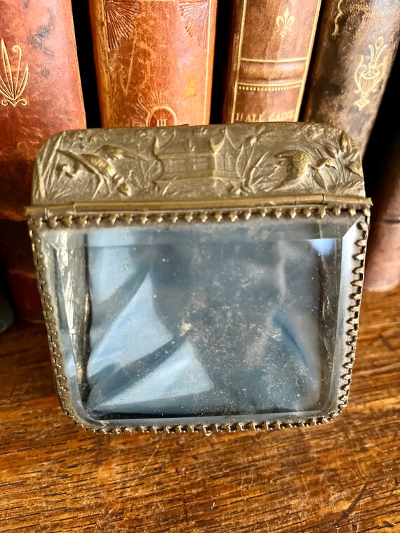 Antique French Brass Jewelry Watch Casket Footed Box … Gem