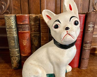 Antique Carnival Colorful Chalkware French Bulldog Chalk Bank Antique Carnival Colorful Chalkware French Bulldog Chalk Bank