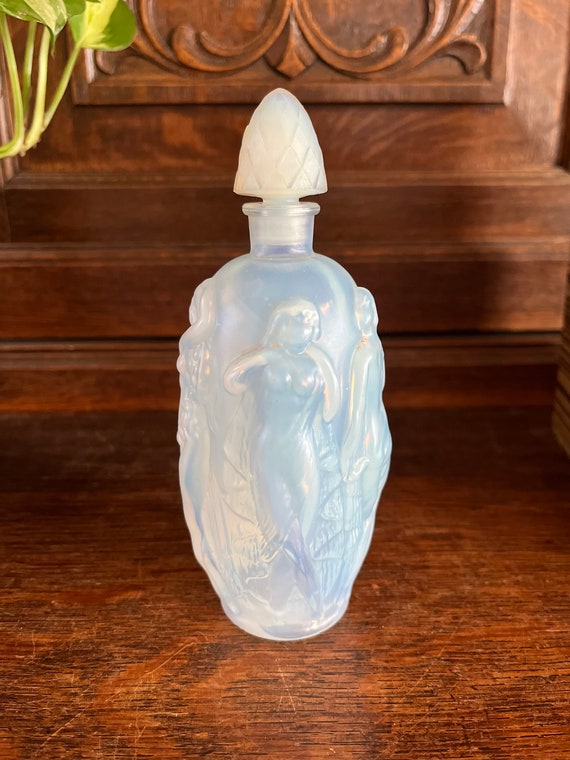 サビノ フランス オパルセント香水瓶 Petaliaアールデコ ペタリア Antique Sabino Art Glass Opalescent Scent Perfume Bottle La Ronde