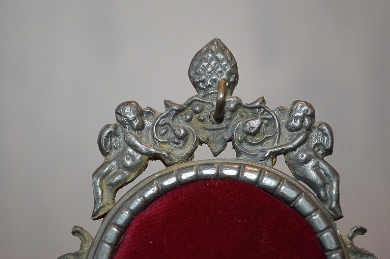 Antique German Pocket Watch Holder Pewter Cherubs Display Etsy