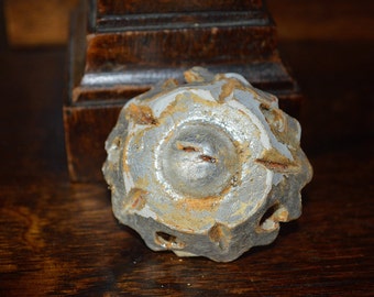 Antique French Rosettes Carved Wood Stucco Trim Mounts Silver Gilded Hardware 9 Available
