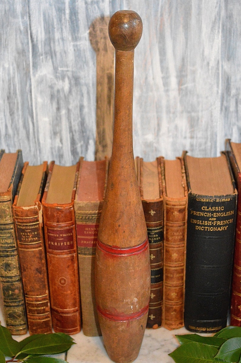 Antique Wood Indian Juggling Exercise Pin Red Stripes Etsy