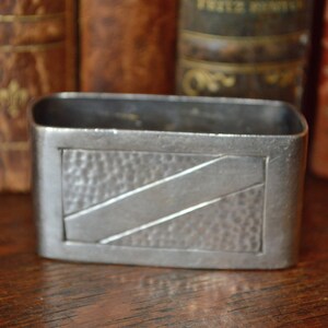 Antique French Silver Plate Napkin Ring Serviette Rectangular Hammered Design No Monogram Hallmarked