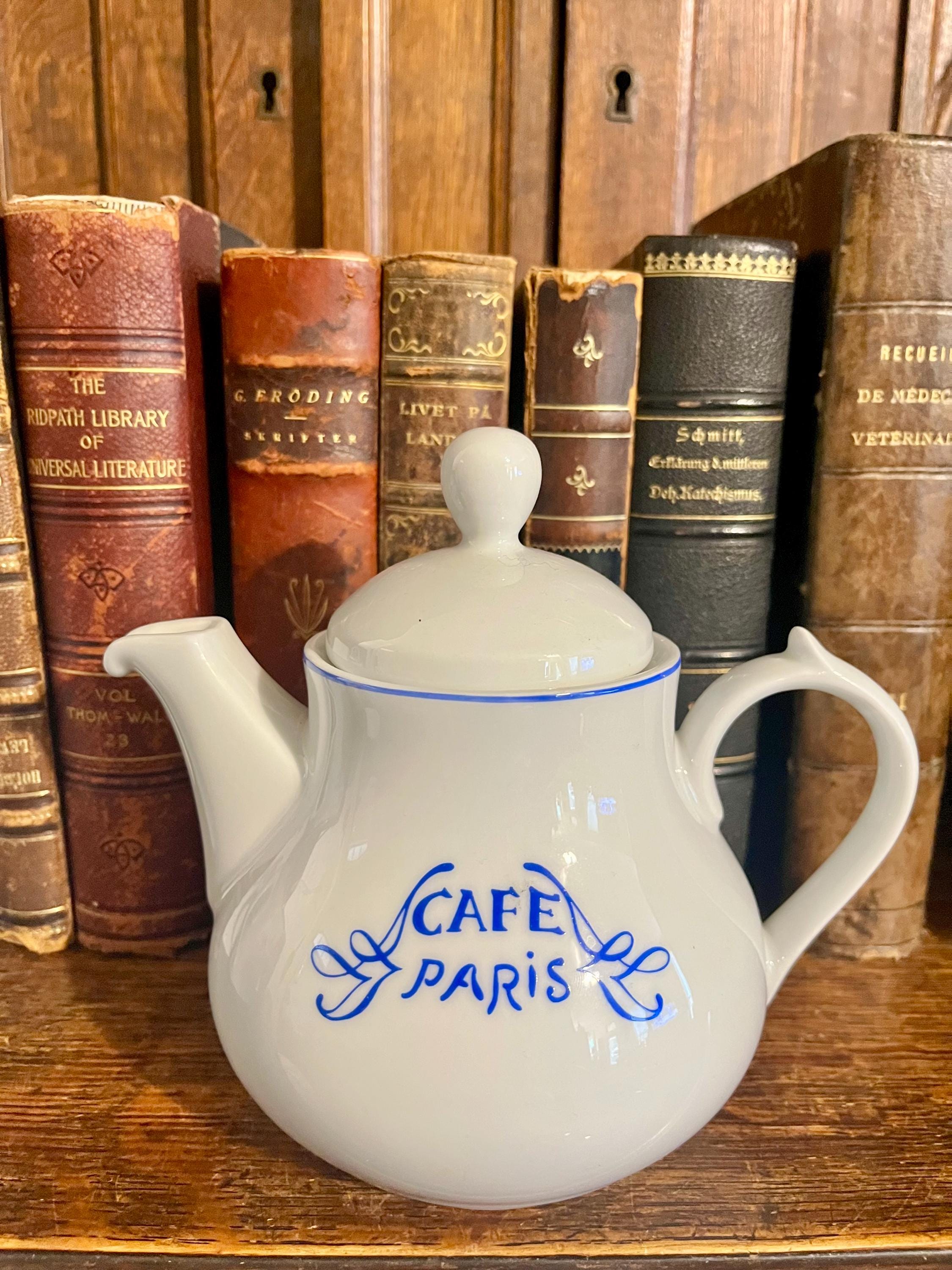 Vintage French Teapot Bernardaud Cafe Paris Blue Porcelain - Etsy