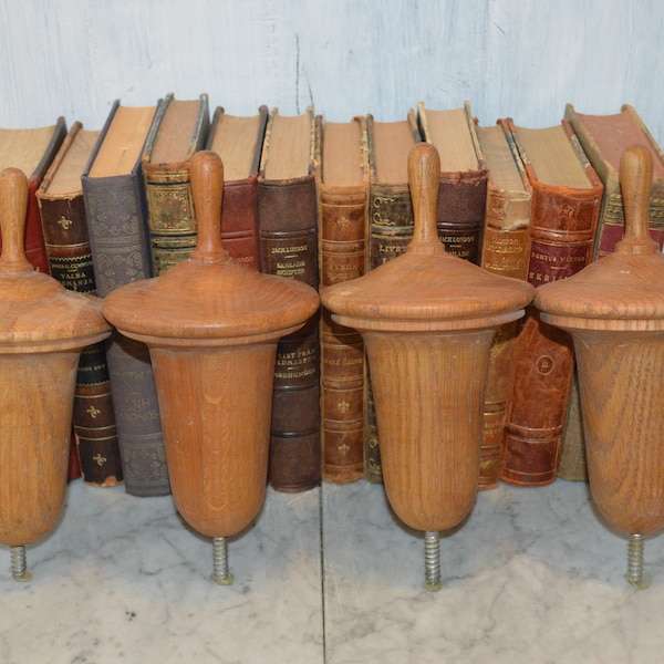 Vintage Large Turned Oak Wood Newel Staircase Post Finial Top Shaped Listing is for One Finial