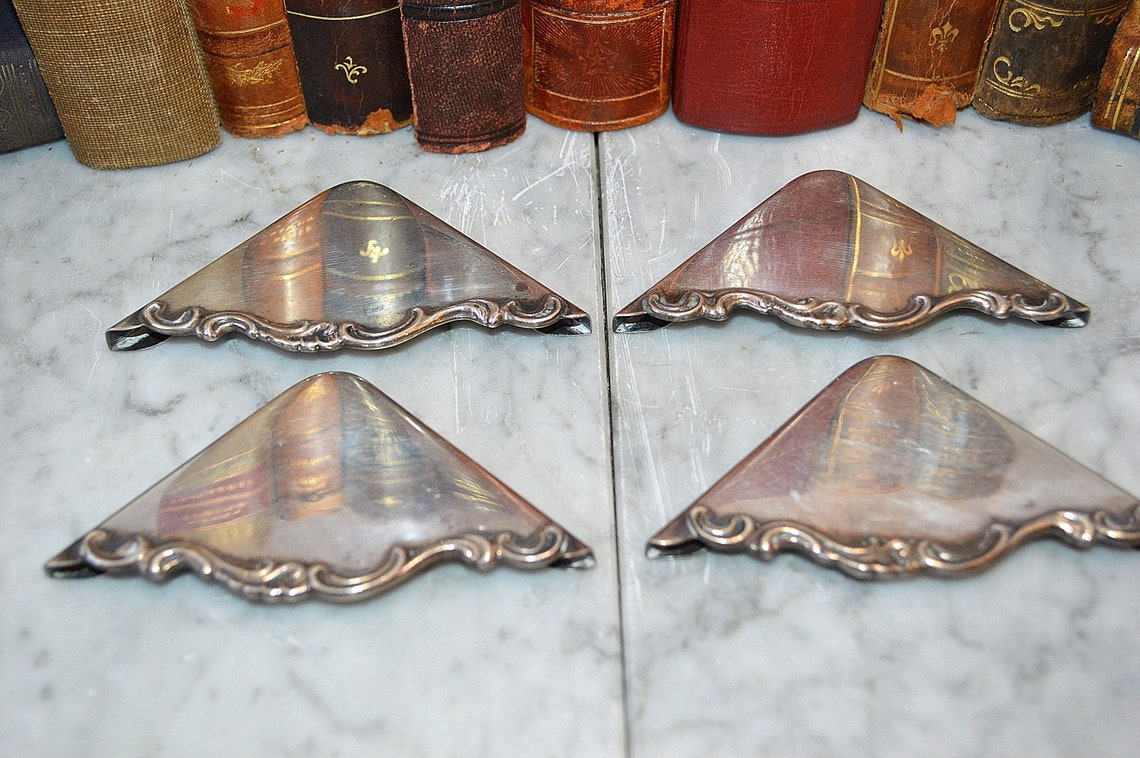 Antique Sterling Silver Blotter Corners Set of 4 Art Nouveau Etsy