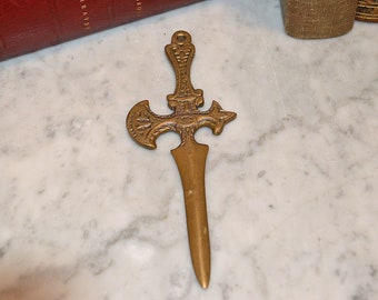Vintage Brass Sword Letter Opener Desk Accessory