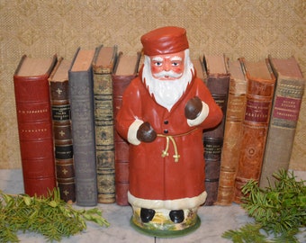 Vintage Large German Candy Container Red Santa Paper Mache Christmas Decoration