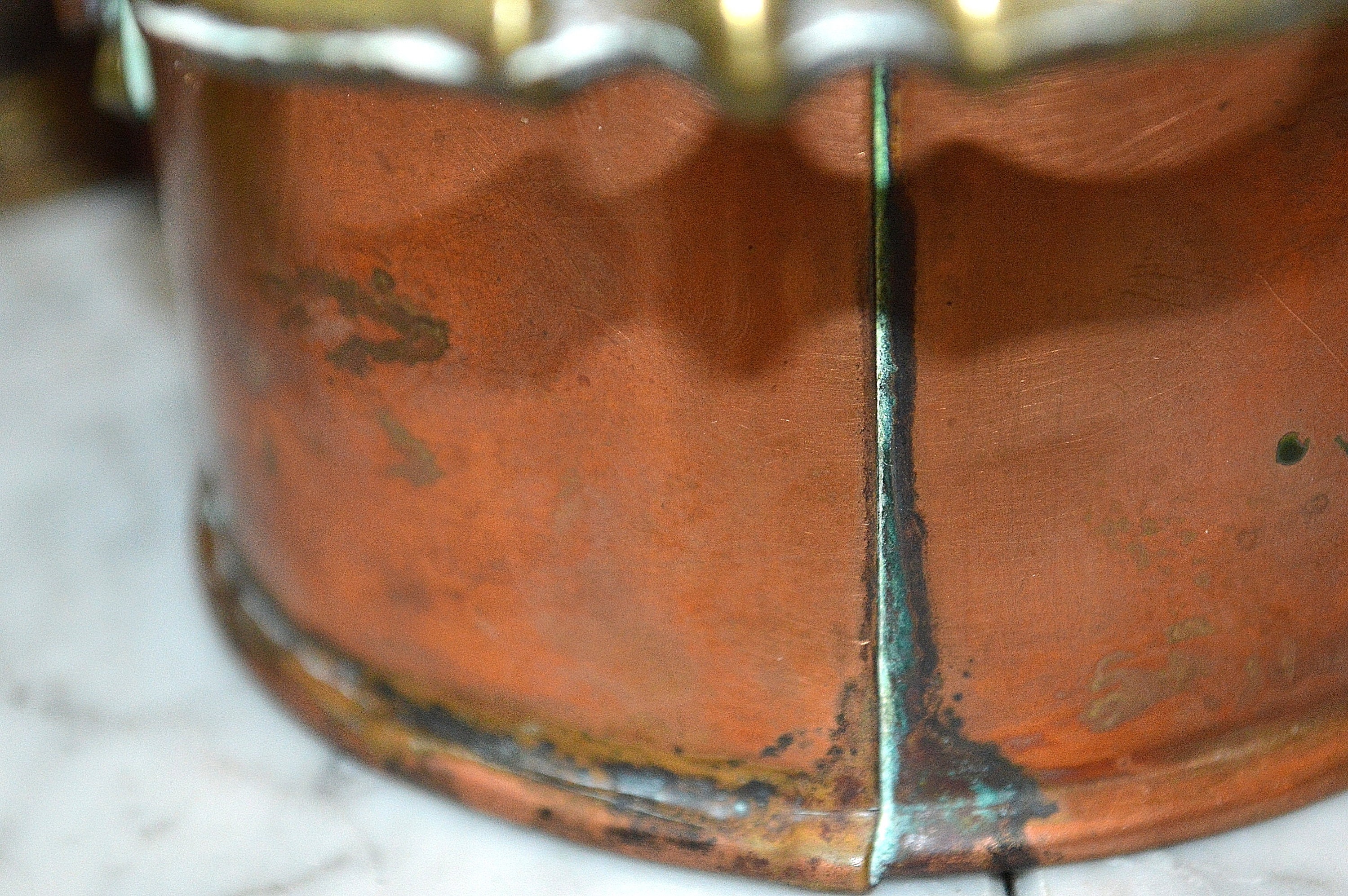 Antique Small Copper Bucket and Handle Brass Lion Mounts Etsy