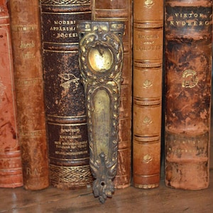 Antique French Bronze Ormolu Wreath Design Pediment Mount Trim Hardware Repurpose