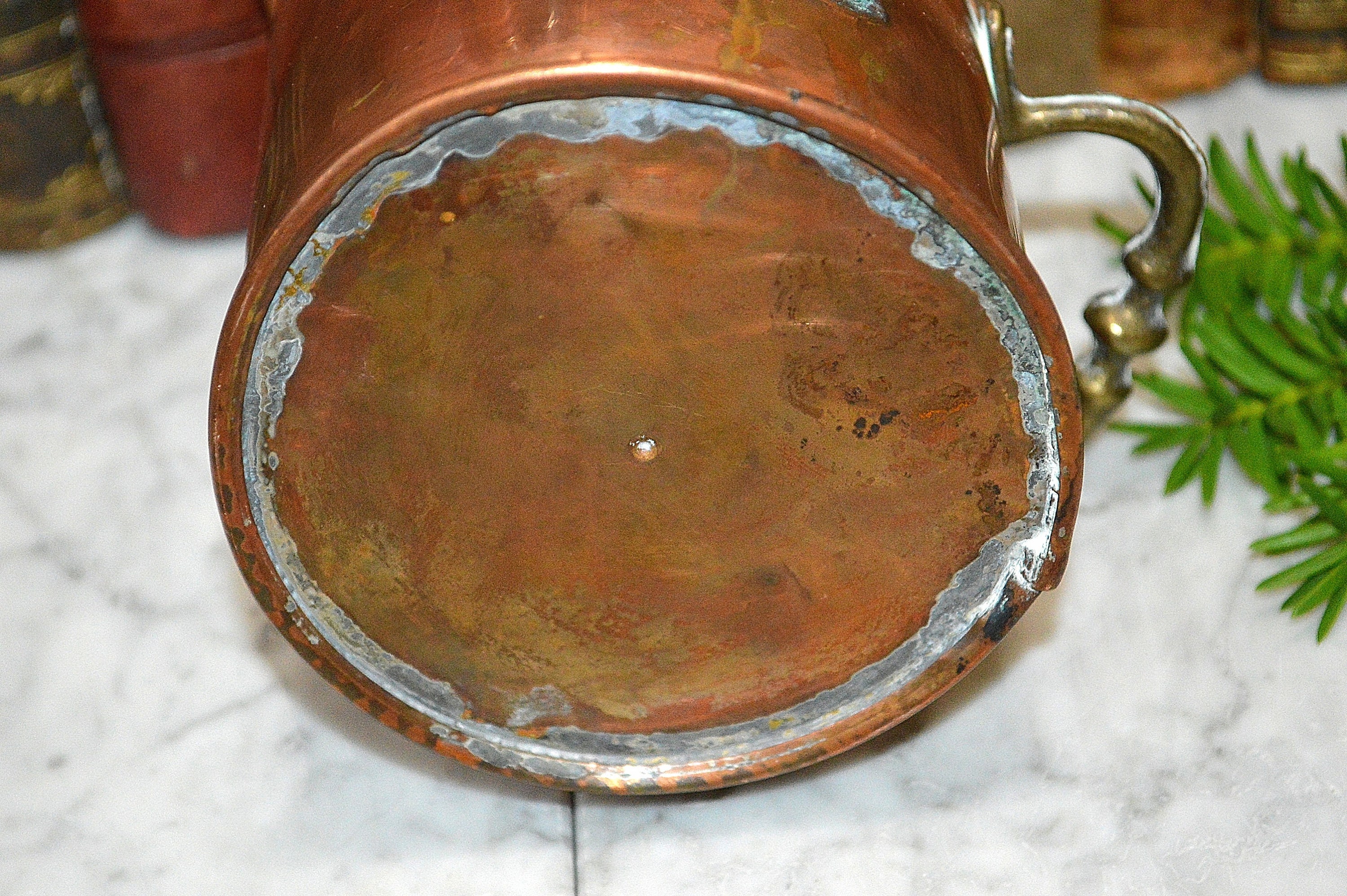 Antique Small Copper Bucket and Handle Brass Lion Mounts Etsy