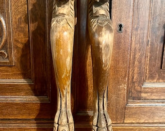 Antique Pair Corbels Lion Heads Paws Carved Wood Victorian Furniture Architectural Salvage Brackets