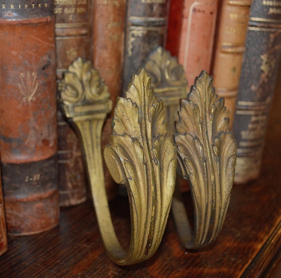 Antique Pair French Bronze Drapery Tie Backs Hooks Hardware Etsy