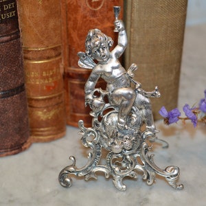 Antieke Franse Cherub Menu Place Card Houder 800 Sterling Zilveren Servies Tafel Decor Wijnglas Claret Kruik