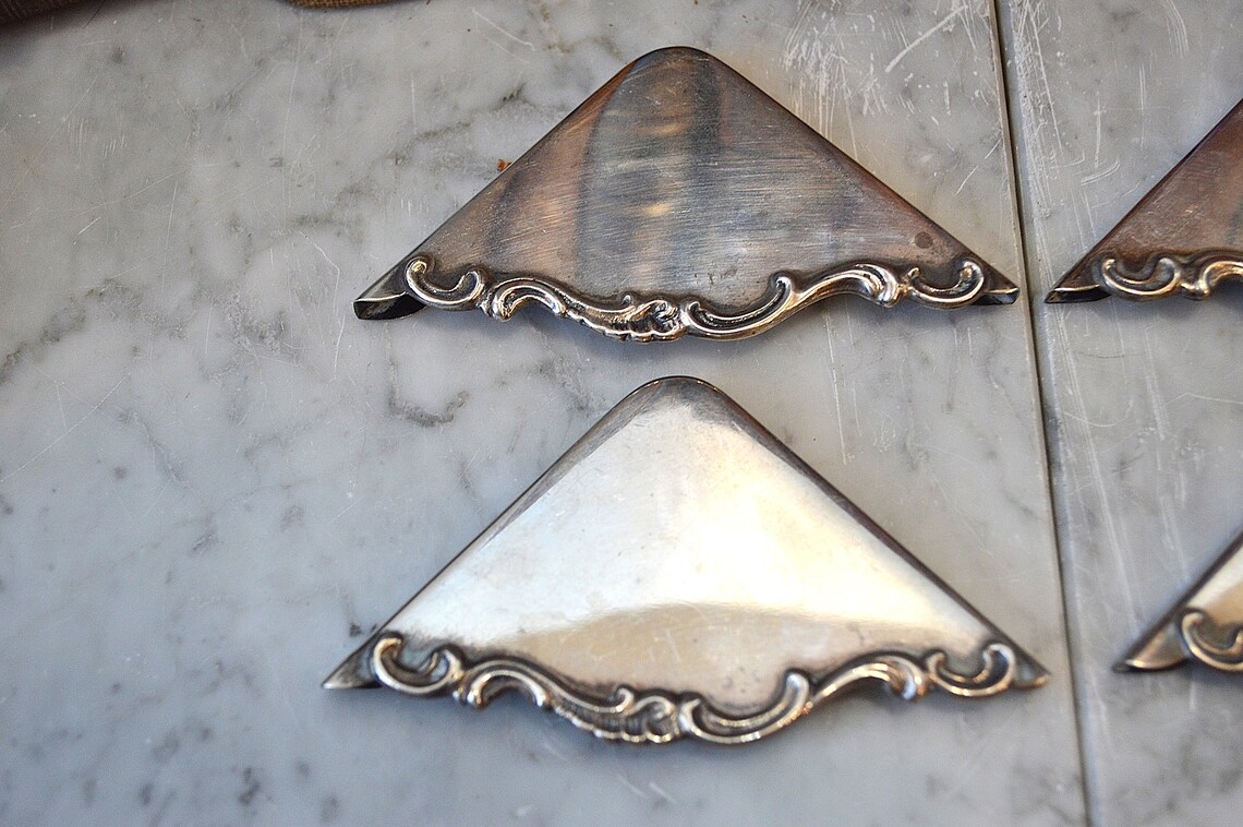 Antique Sterling Silver Blotter Corners Set of 4 Art Nouveau Etsy