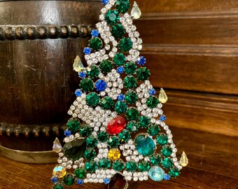 ヴィンテージ チェコ ラインストーン 宝石 クリスマスツリー ビジュー