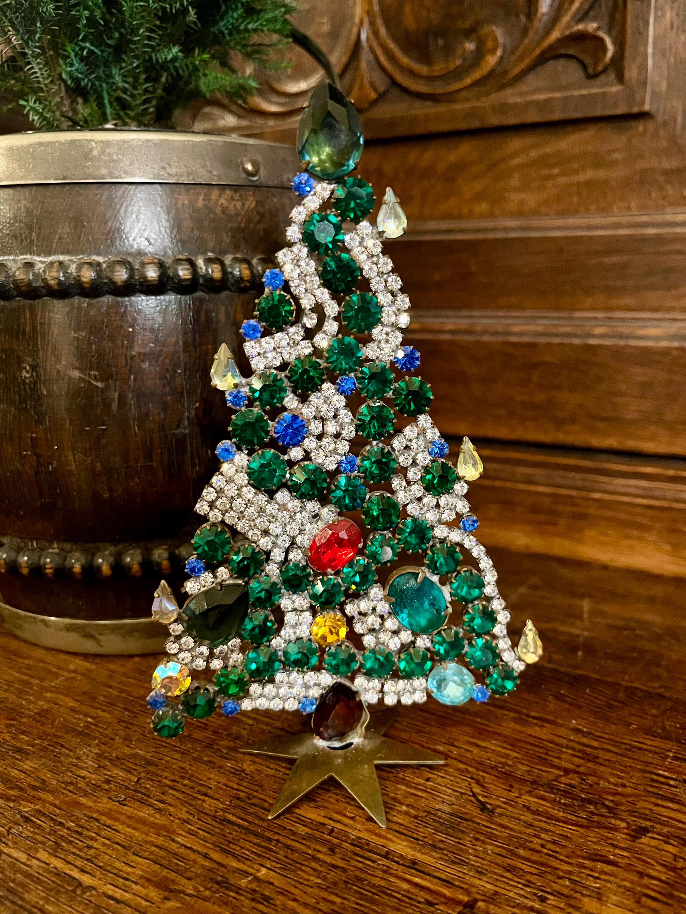 ヴィンテージ チェコ ラインストーン 宝石 クリスマスツリー ビジュー