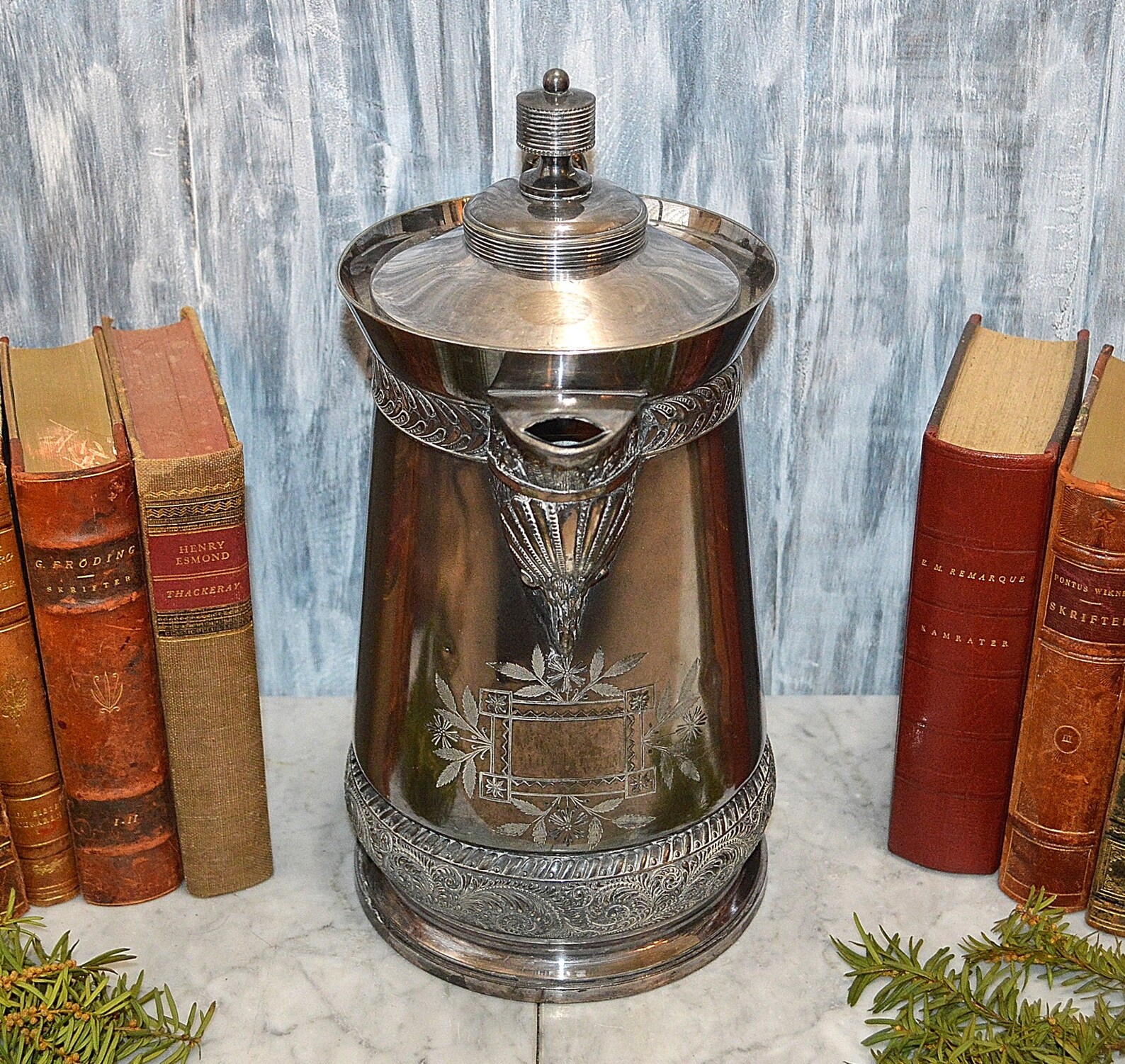 Antique Meriden Quadruple Silver Plate Large Heavy Water Etsy Australia