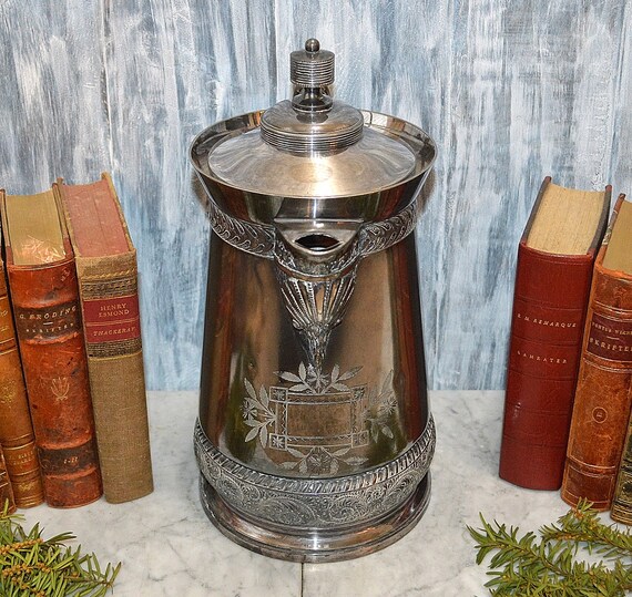 Antique Meriden Quadruple Silver Plate Large Heavy Water Etsy