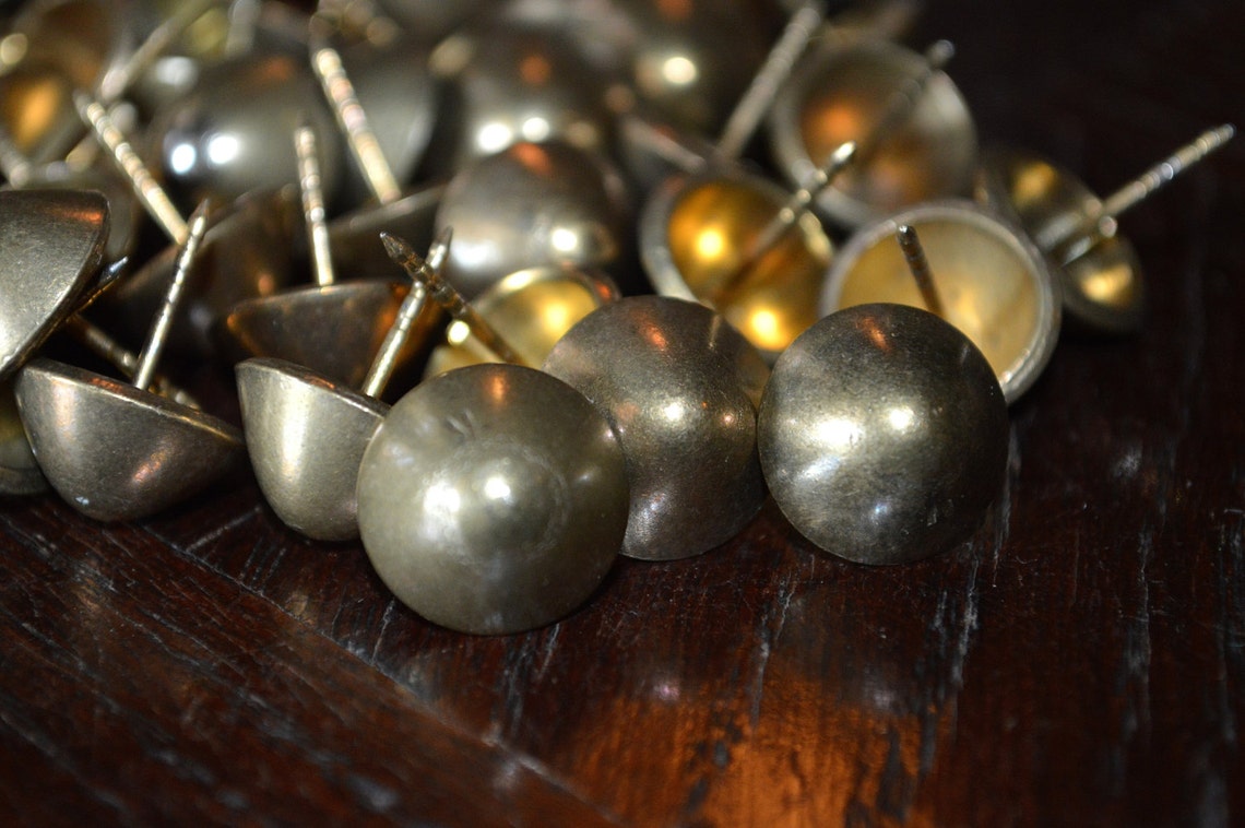 Vintage German Brass Finish Upholstery Tacks Cone or Dome Etsy