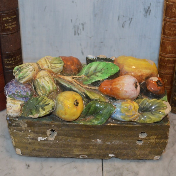 Antique Italian Della Robbia Fruit Border Fragment Ceramic