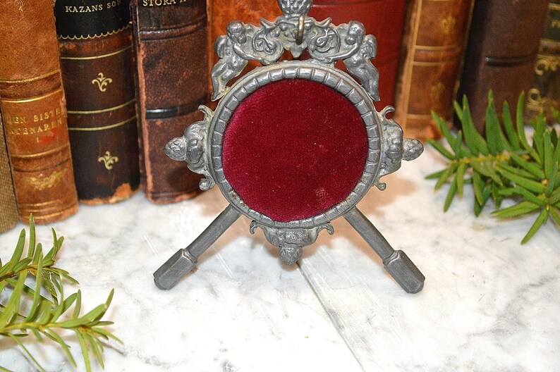 Antique German Pocket Watch Holder Pewter Cherubs Display Etsy