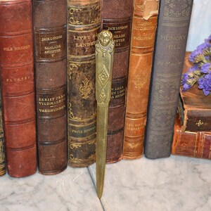 Vintage Brass Figural Cherub Female Letter Opener Desk Accessory
