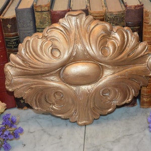 Antique Gilded Ceiling or Wall Medallion Rosette German Plaster Stucco Straw Architectural Plaque