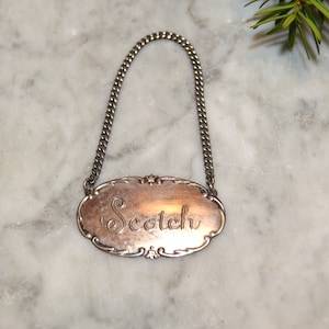 Antike Dekanter Etikett Sterling Silber Flasche Tag Barware Webster Co Scotch