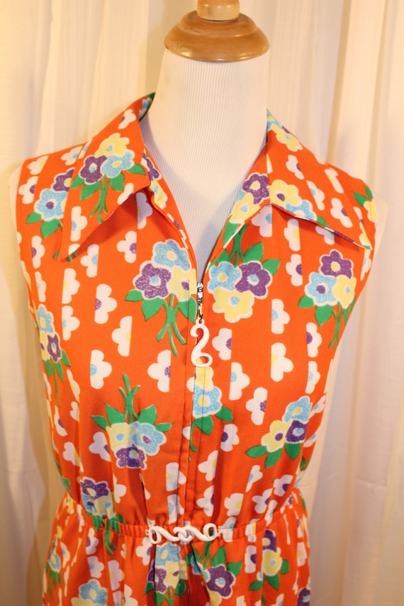 60's Mod Orange Floral Day Dress