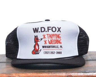 Vintage W.D. Fox Tapping And Welding Metal Maintenance Metal Work Welder Patch Amimal Trucker Hat Snapback Baseball Cap