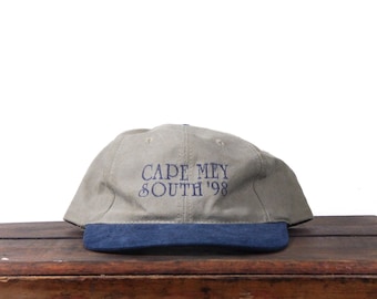 Vintage 90s Washed Out Cape Mey South 1998 New Jersey Beach Shore Strapback Hat Baseball Cap